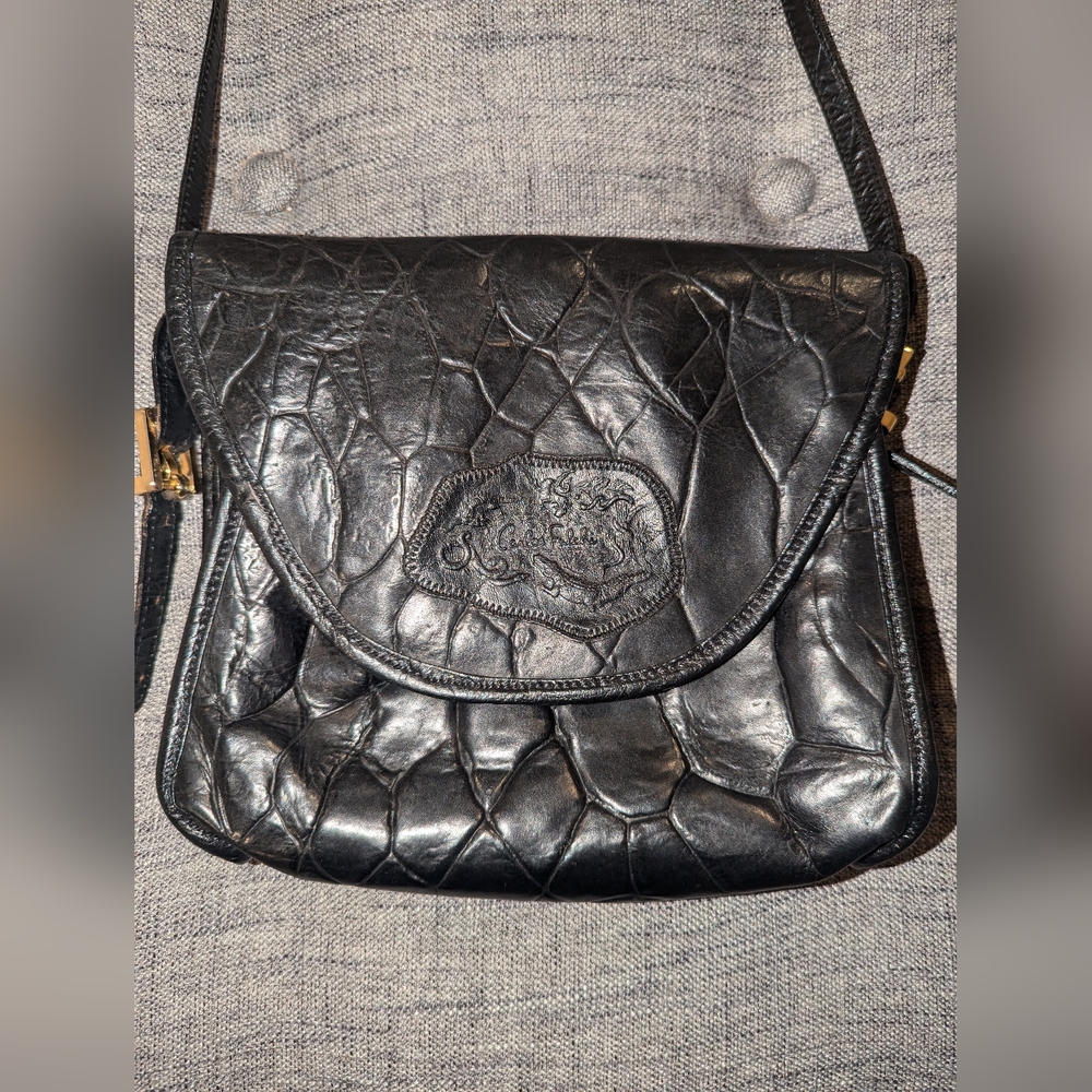 Vintage Carlos Falchi black leather bag